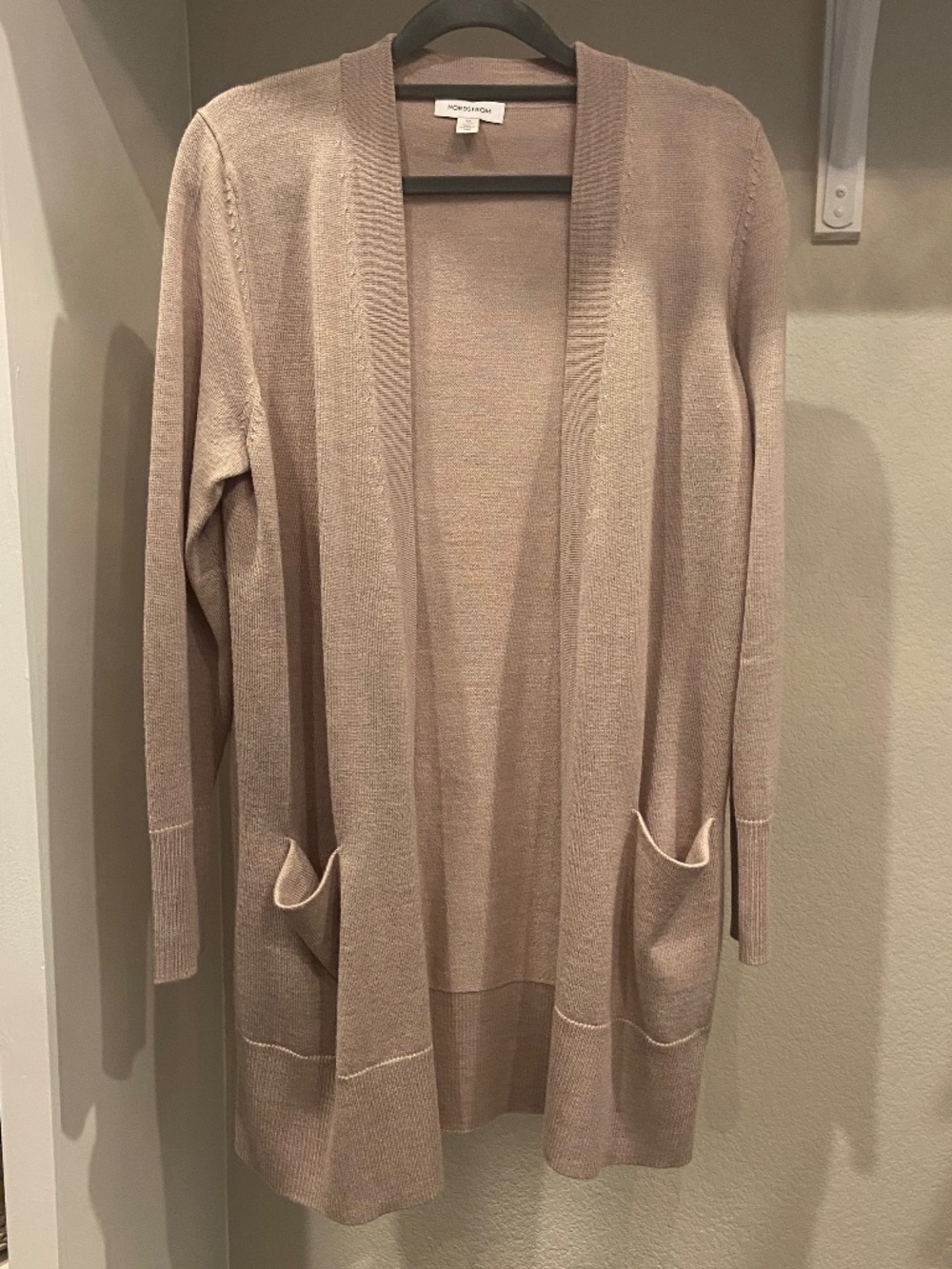 Nordstrom Brand Tan Open Front Cardigan with Pockets Size XS